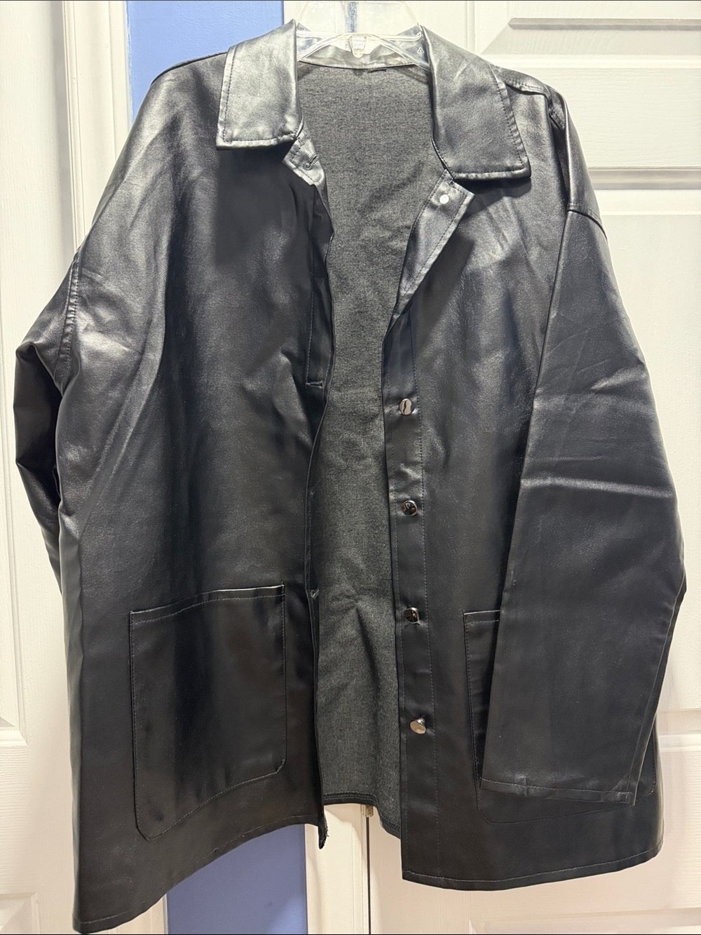 Women’s  Black Leather Button-Up Jacket